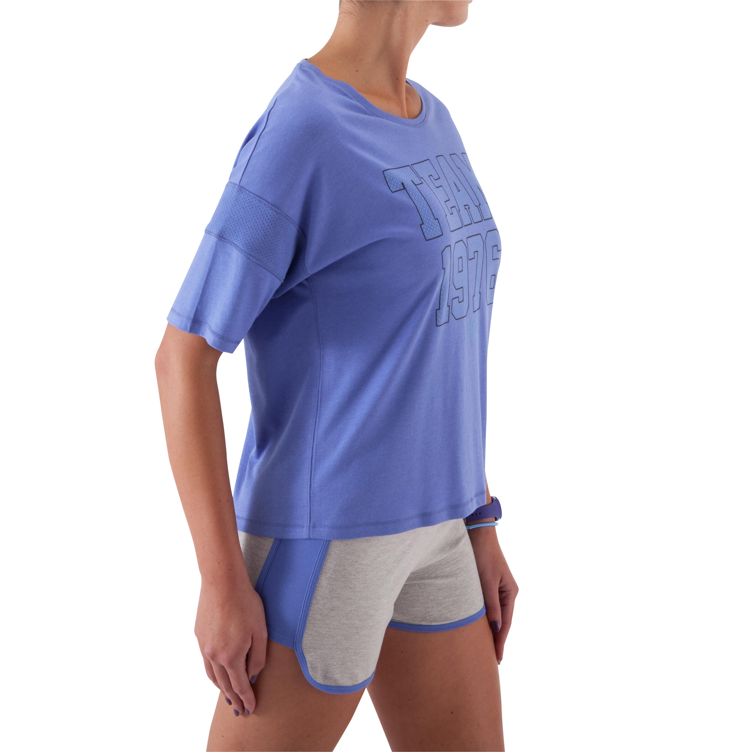 Women's Relaxed-fit Fitness Short-Sleeved T-shirt - Blue 4/13