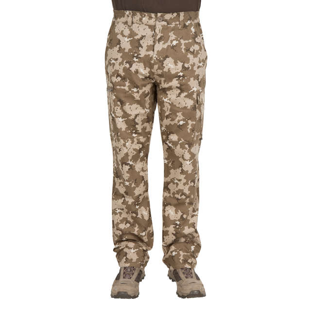 SOLOGNAC STEPPE 300 HUNTING TROUSERS CAMO ISLAND BEIGE...