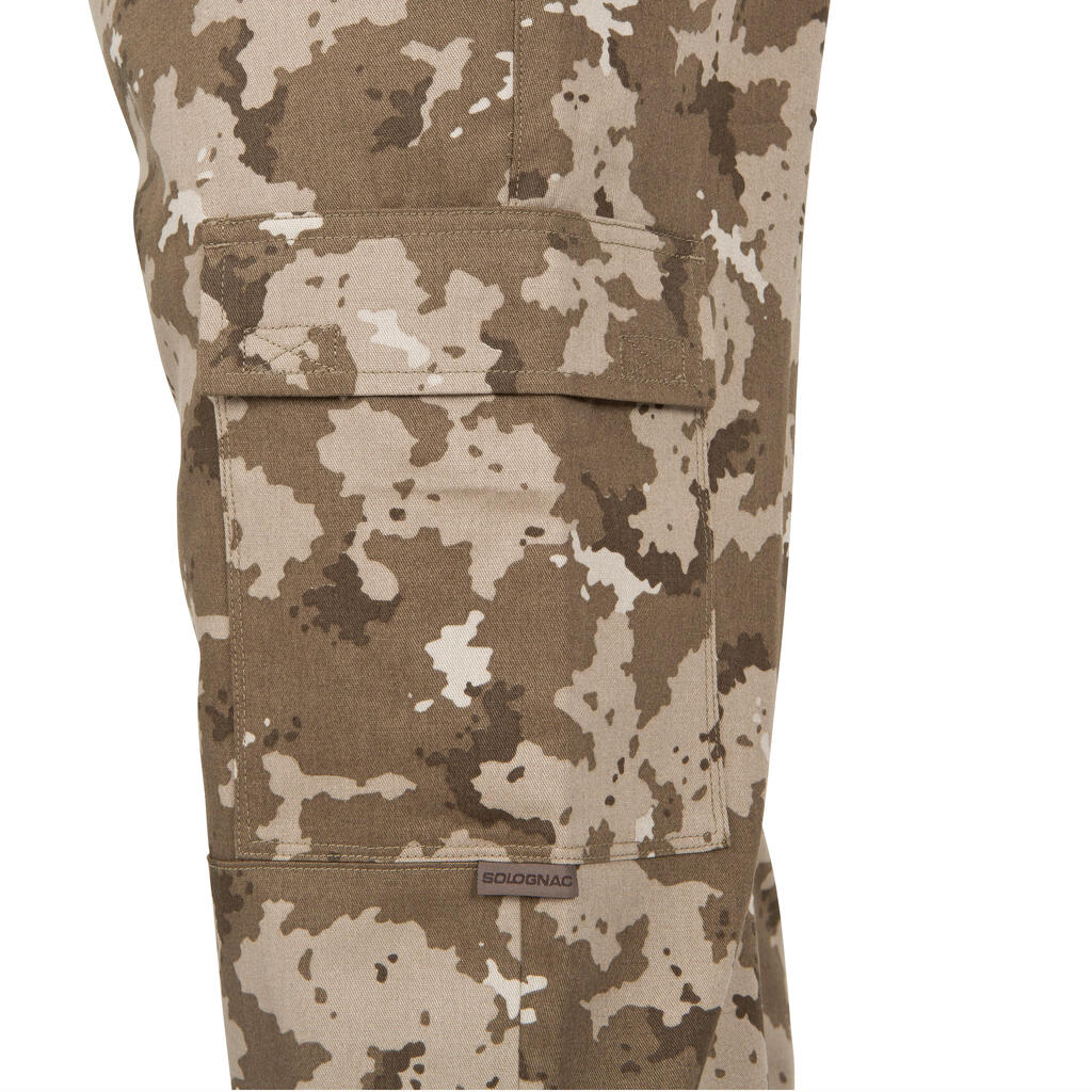 PANTALON CARGO RESISTANT STEPPE 300 CAMOUFLAGE ISLAND BEIGE