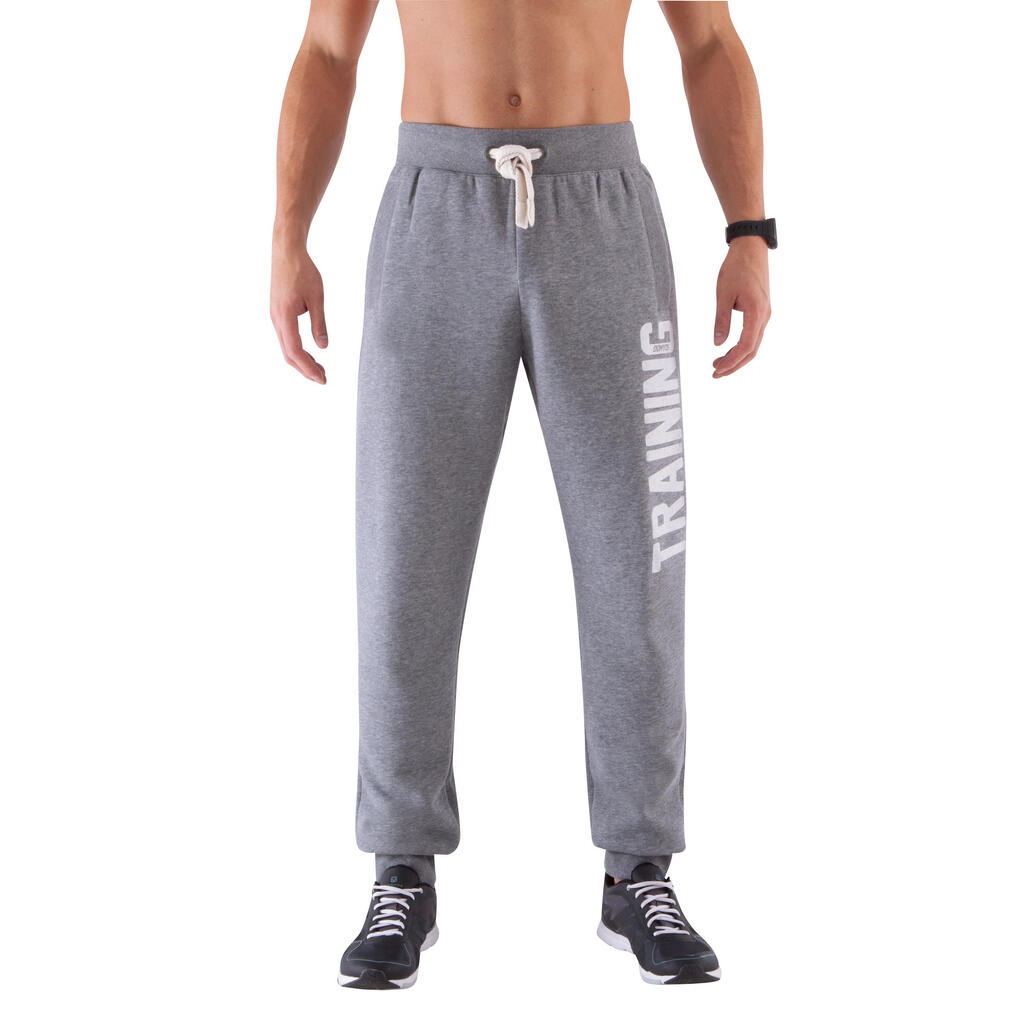 Bodybuilding Slim-fit Print Bottoms - Light Grey