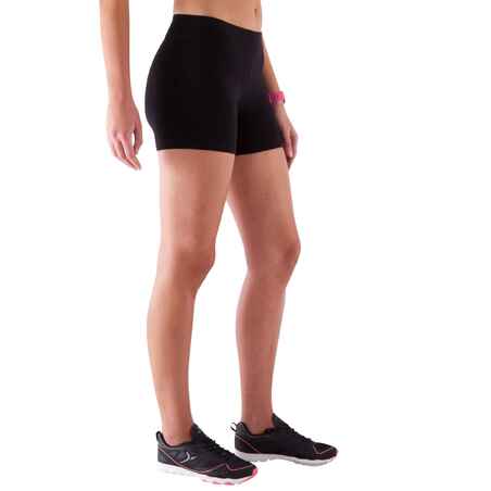 Fit+ 500 Women's Slim-Fit Gym & Pilates Shorts - Black