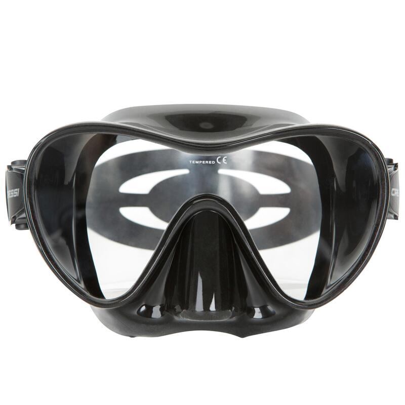 Duikbril voor snorkelen en duiken F1 zwart frameless