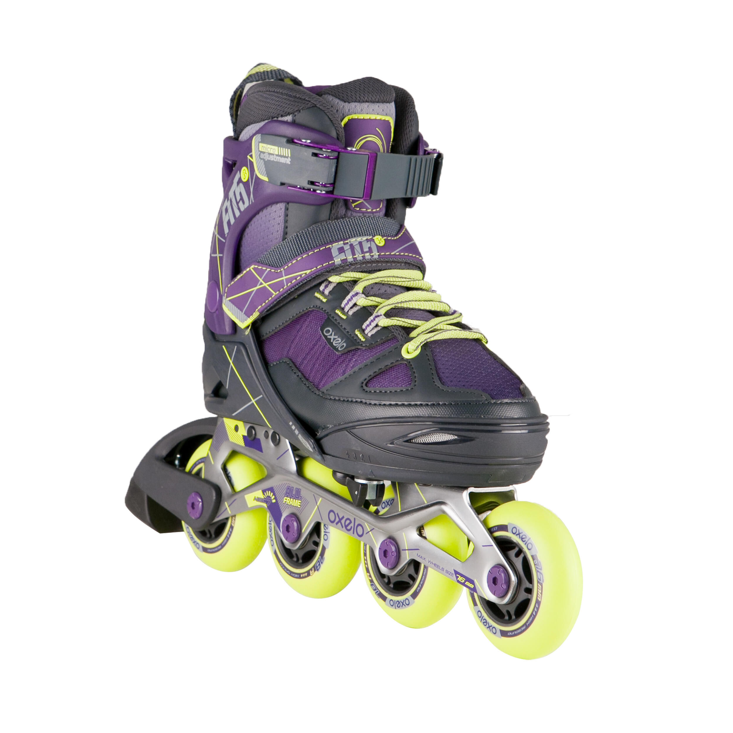 OXELO Fit 5 Junior Kids' Fitness Inline Skates - Purple/Yellow