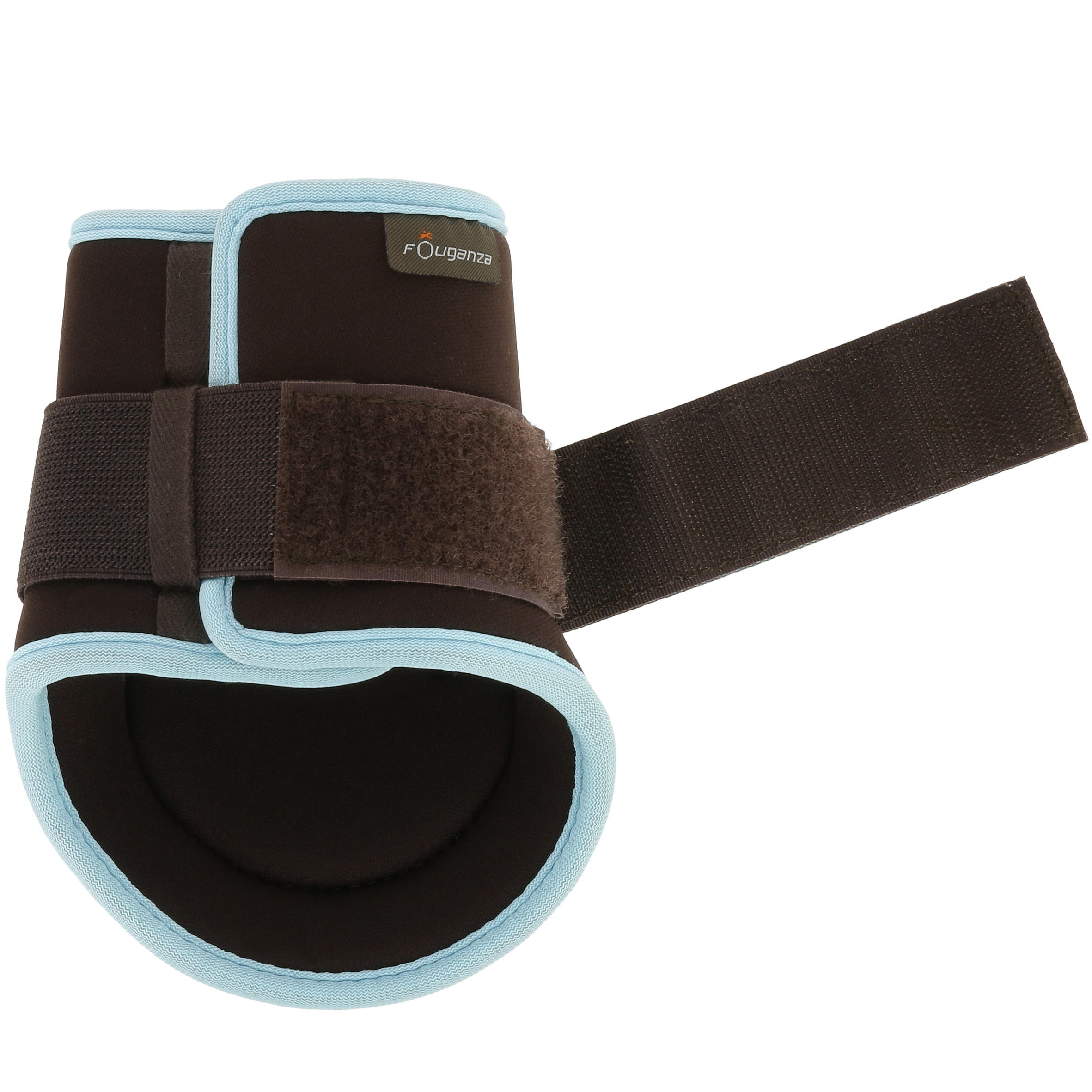 Soft Horse Riding Set of 2 Boots + 2 Fetlock Boots Horse & Pony - Brown/Sky Blue 3/7