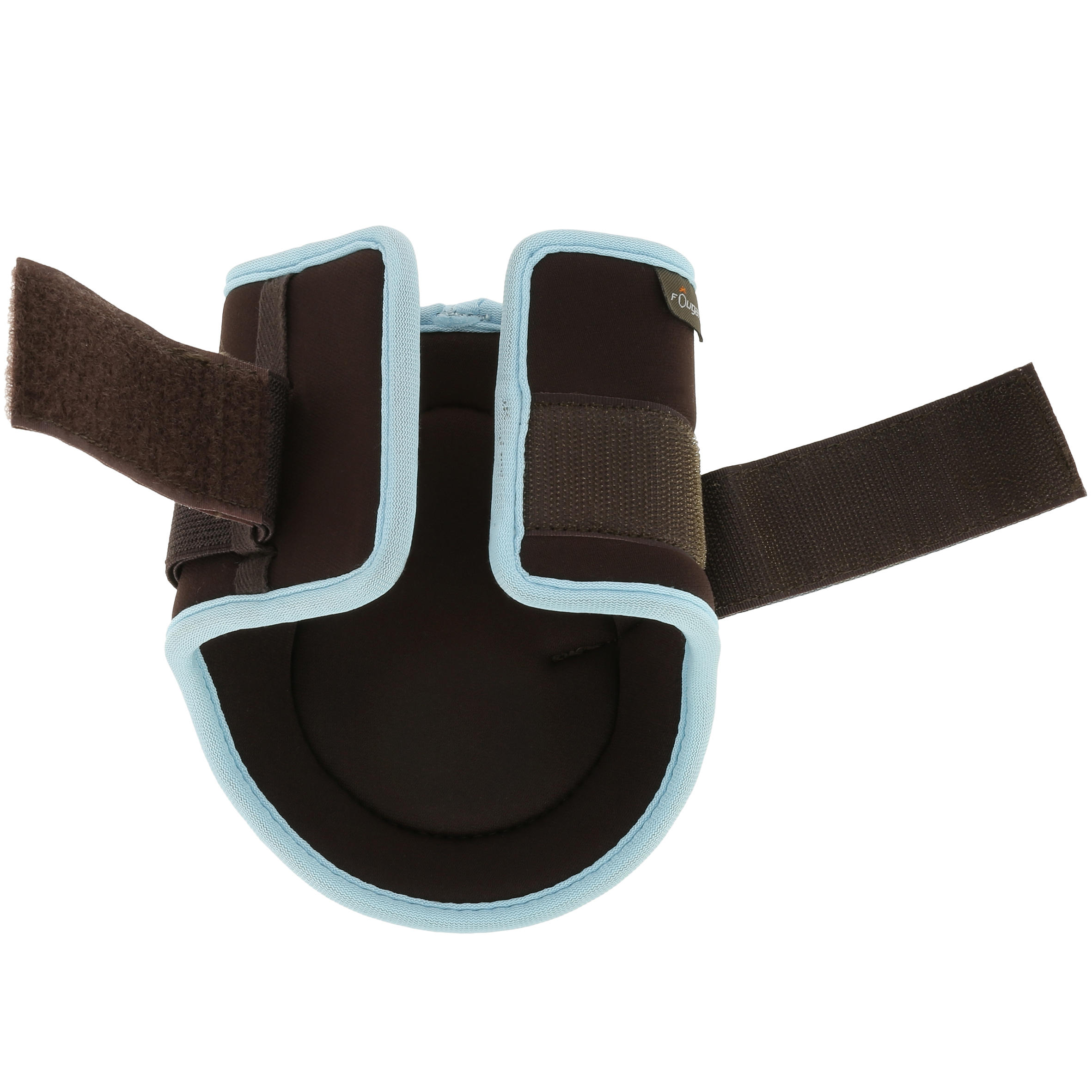 Soft Horse Riding Set of 2 Boots + 2 Fetlock Boots Horse & Pony - Brown/Sky Blue 4/7