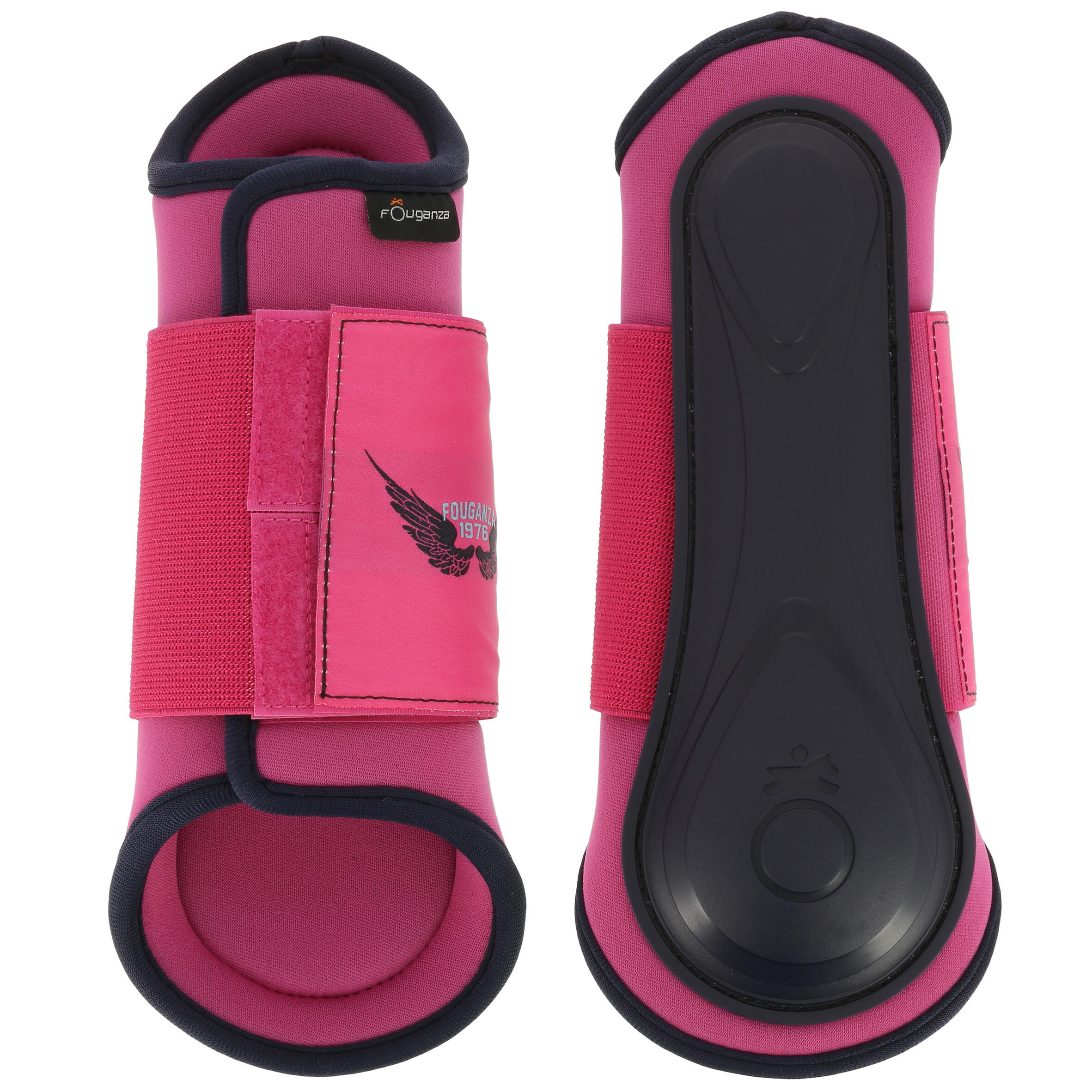 Soft Horse and Pony Set of 2 Tendon Boots + 2 Fetlock Boots - Pink / Navy 3/8