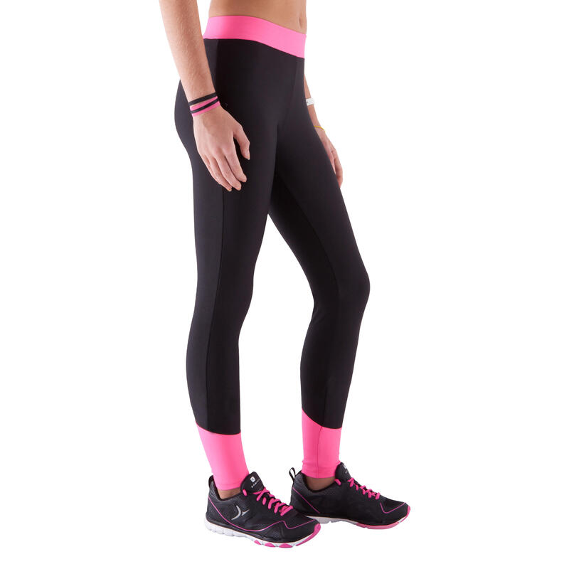 Legging respirant fille gym noir et rose