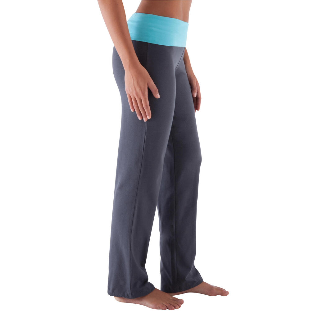 Women's Gentle Gym Yoga and Pilates Organic Cotton Bottoms - Grey/Blue