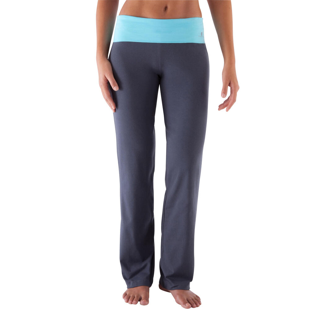 Women's Gentle Gym Yoga and Pilates Organic Cotton Bottoms - Grey/Blue