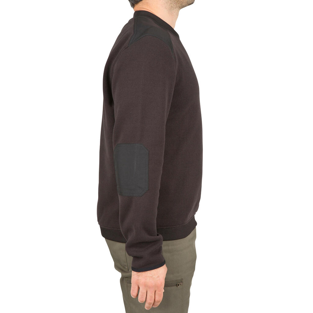 HUNTING PULLOVER 500 - BROWN / EMBROIDED BOAR