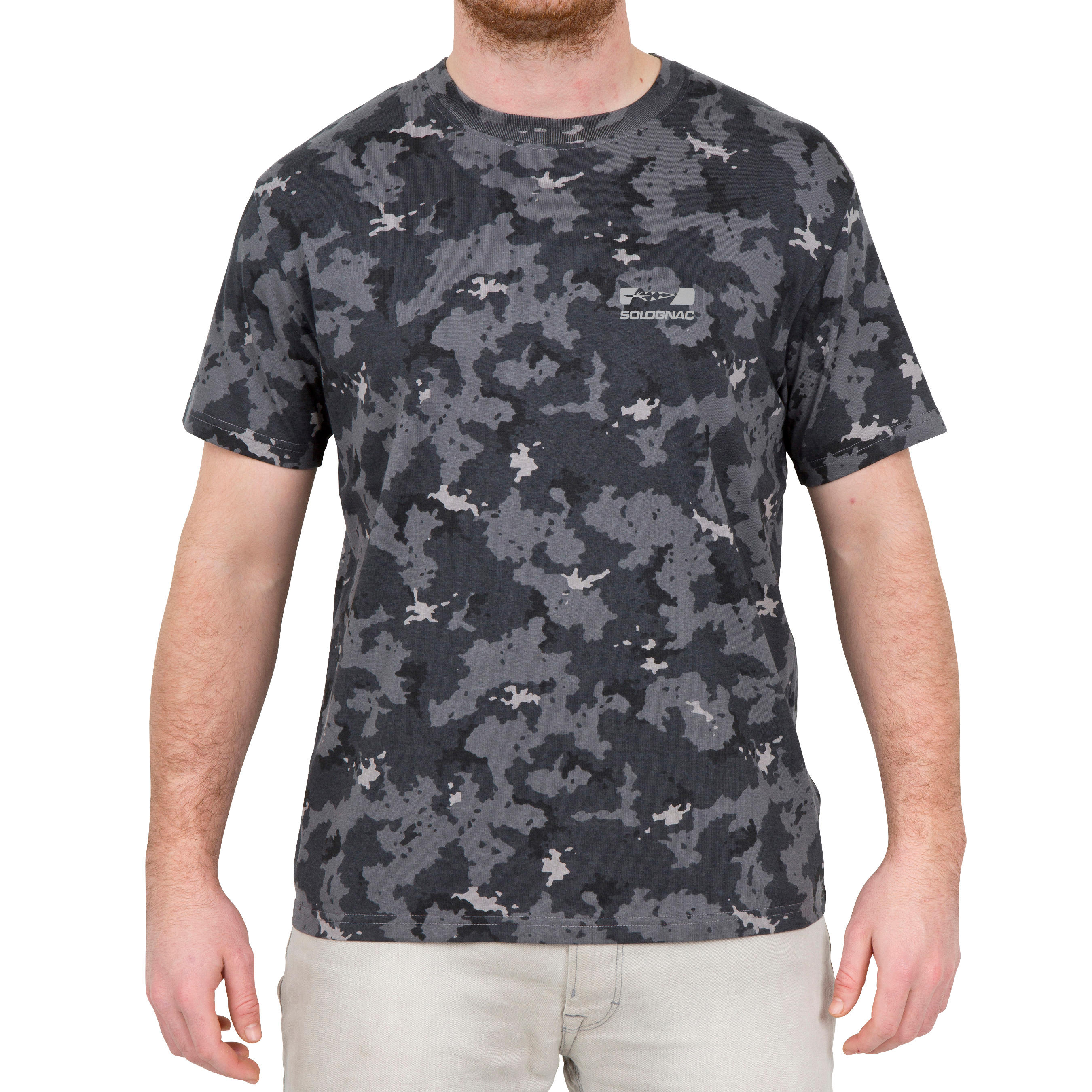 Camiseta Manga Corta Hombre Caza Solognac 100 Algodon Camuflaje