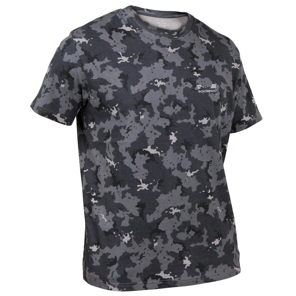 Short-sleeved hunting T-shirt 100 WL V1 - grey camouflage