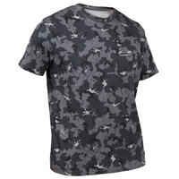 Camiseta Manga Corta Hombre Caza Solognac 100 Algodon Camuflaje Militar Gris