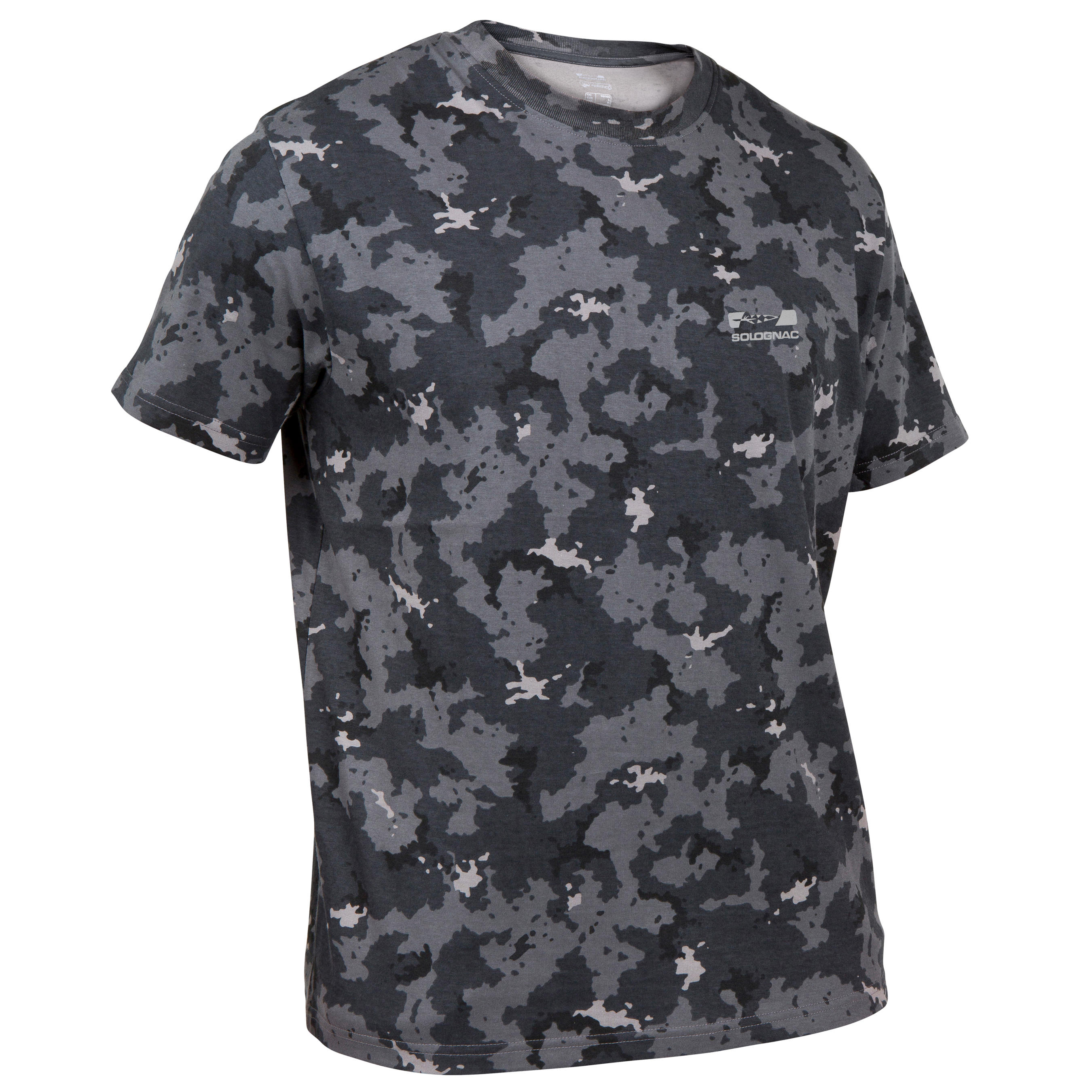 T-shirt da caccia a maniche corte 100 grigio mimetico