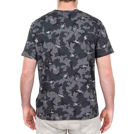 Camiseta Manga Corta Hombre Caza Solognac 100 Algodon Camuflaje Militar Gris