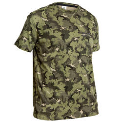T-shirt manches courtes chasse 100 camouflage vert