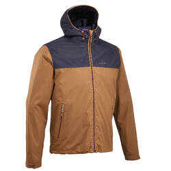 Men's waterproof hiking jacket NH100 - brown blue