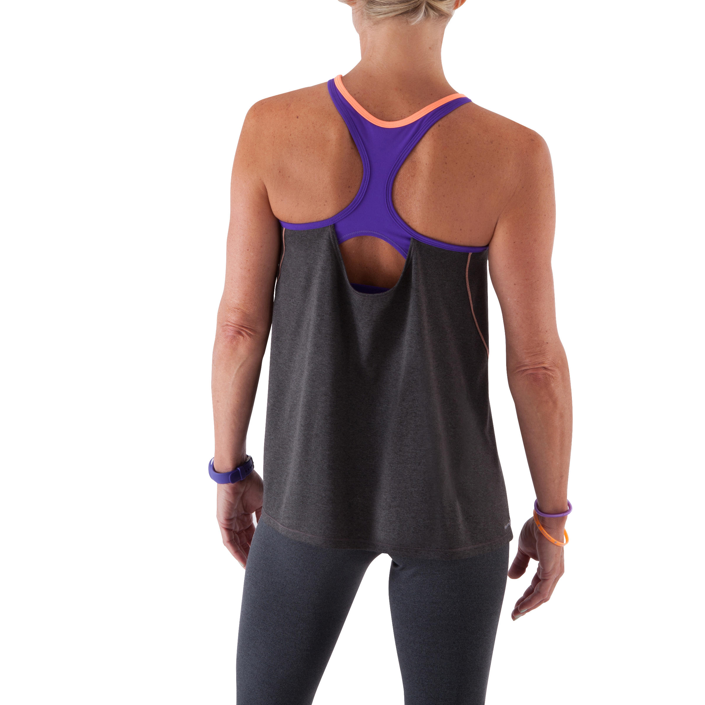 Breathe Women's Fitness Built-in Bra Tank Top - Grey/Purple 6/13