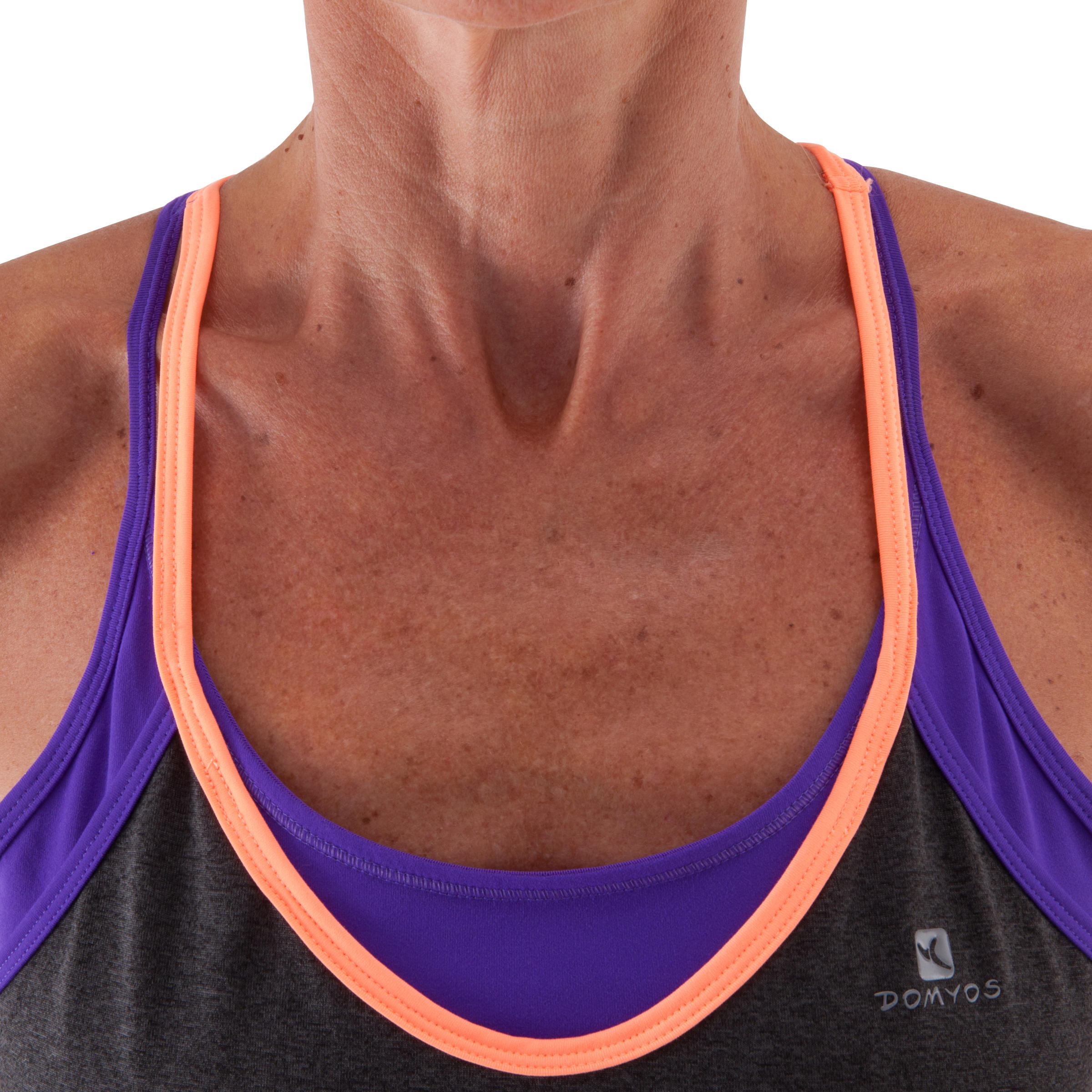 Breathe Women's Fitness Built-in Bra Tank Top - Grey/Purple 7/13