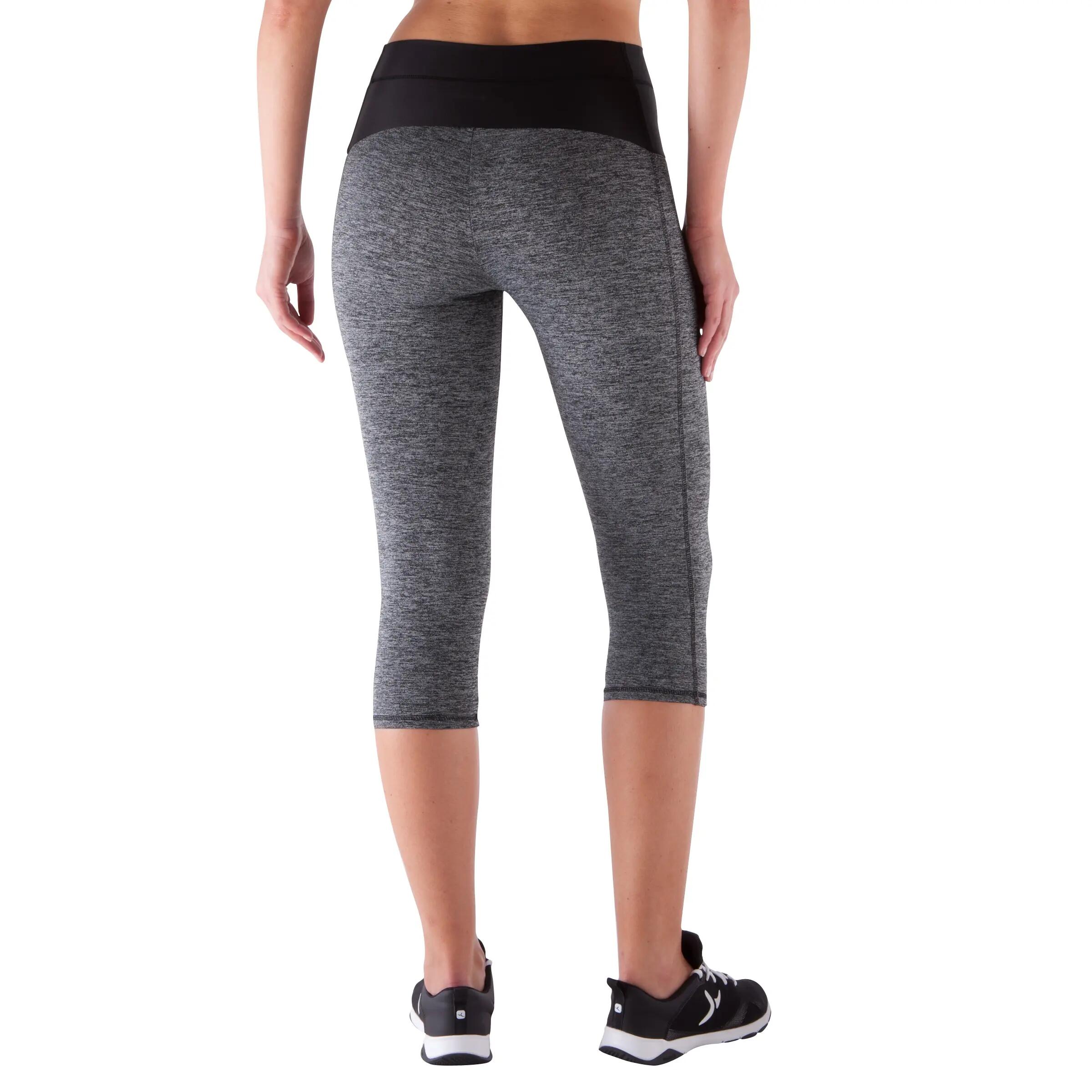 Shape+ Women's Fitness Flat-Stomach Cropped Bottoms - Mottled Grey/Black 4/12