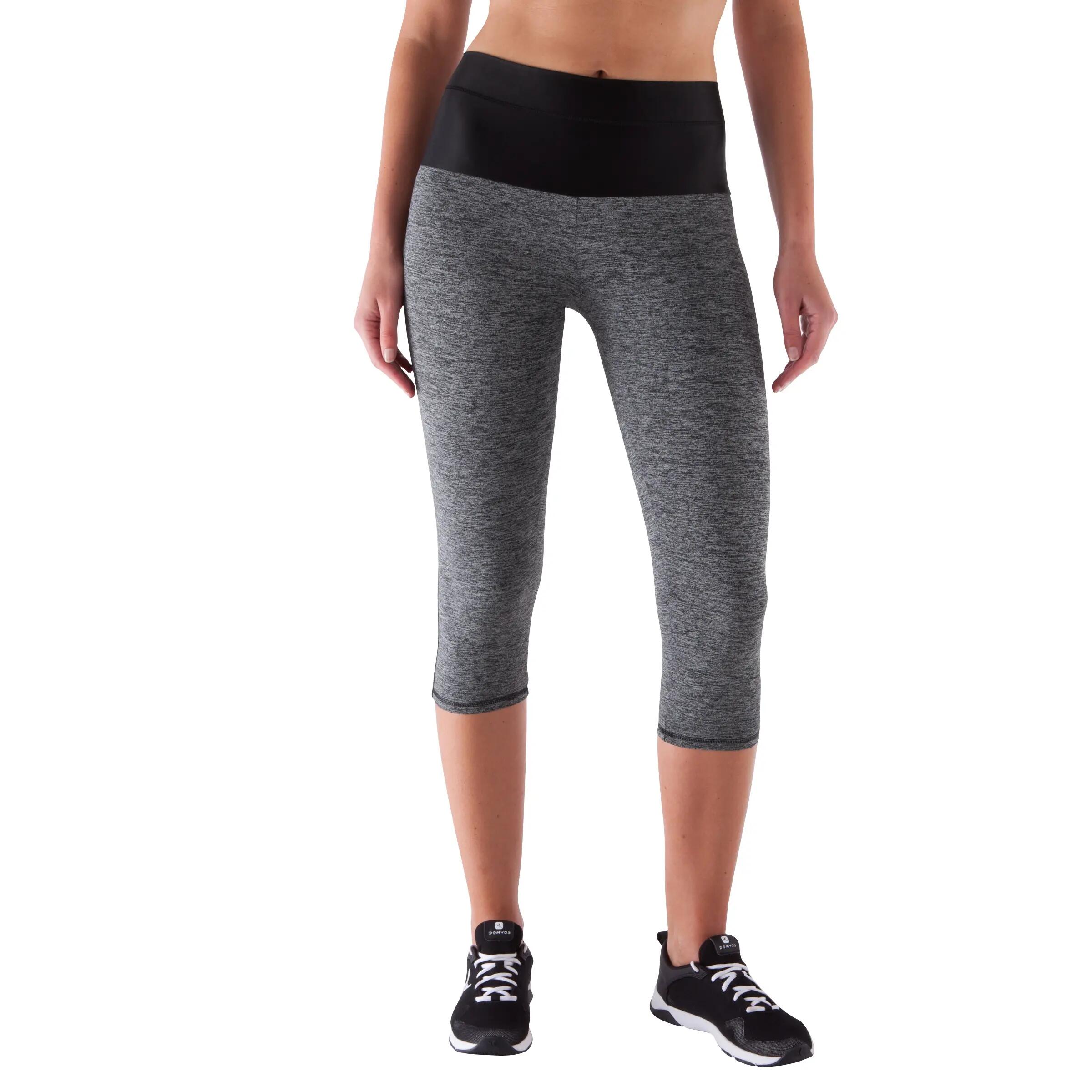 Shape+ Women's Fitness Flat-Stomach Cropped Bottoms - Mottled Grey/Black 2/12