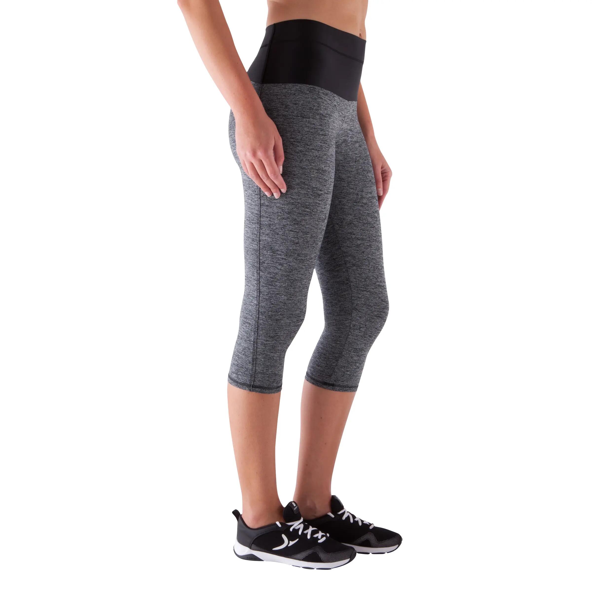 Shape+ Women's Fitness Flat-Stomach Cropped Bottoms - Mottled Grey/Black 3/12