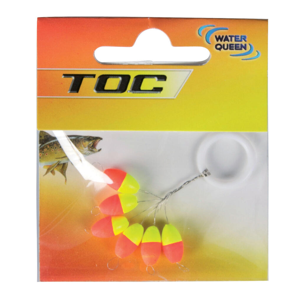 TOC TROUT FISHING FLOAT OVAL LINE GUIDE. 6x12 YELLOW/ORANGE X6