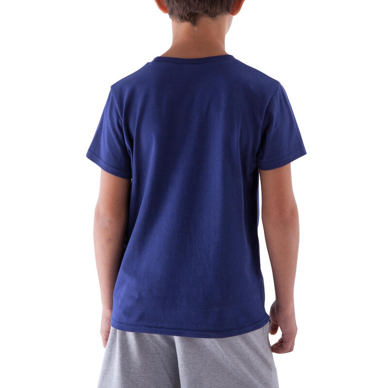 Camiseta de Manga Corta Gimnasia Domyos Niño Azul