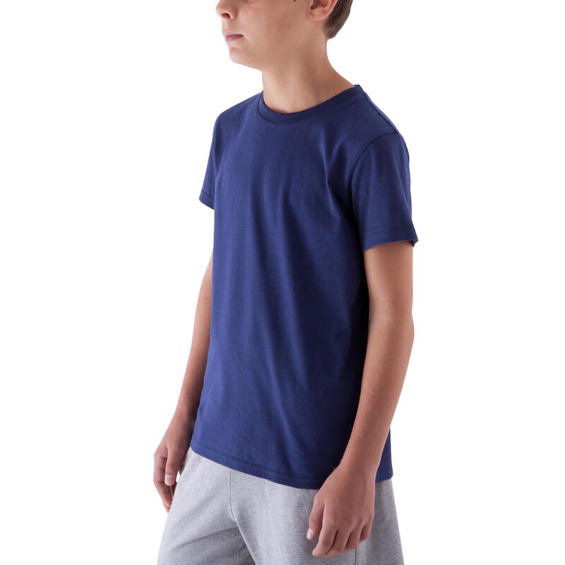 Camiseta de Manga Corta Gimnasia Domyos Niño Azul