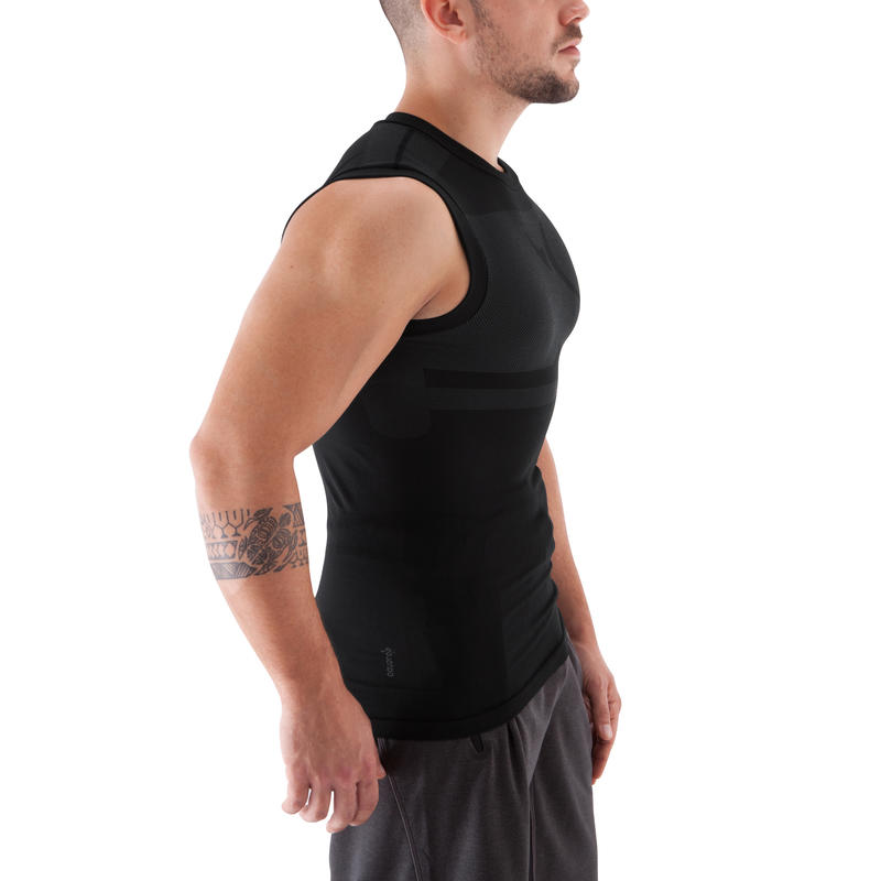 Débardeur compression musculation homme noir - Decathlon ...