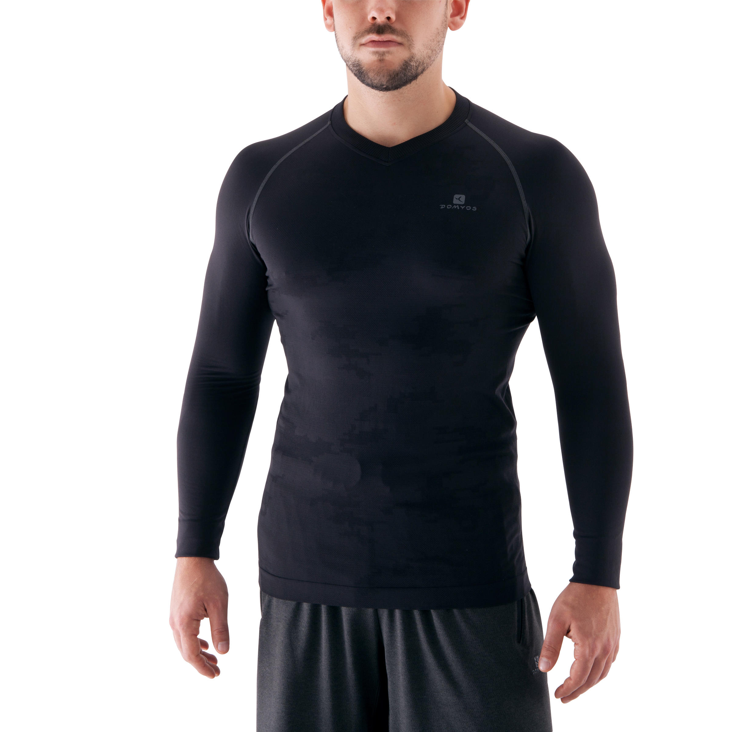 Bodybuilding Long-sleeved Light Compression T-shirt - Black 1/3