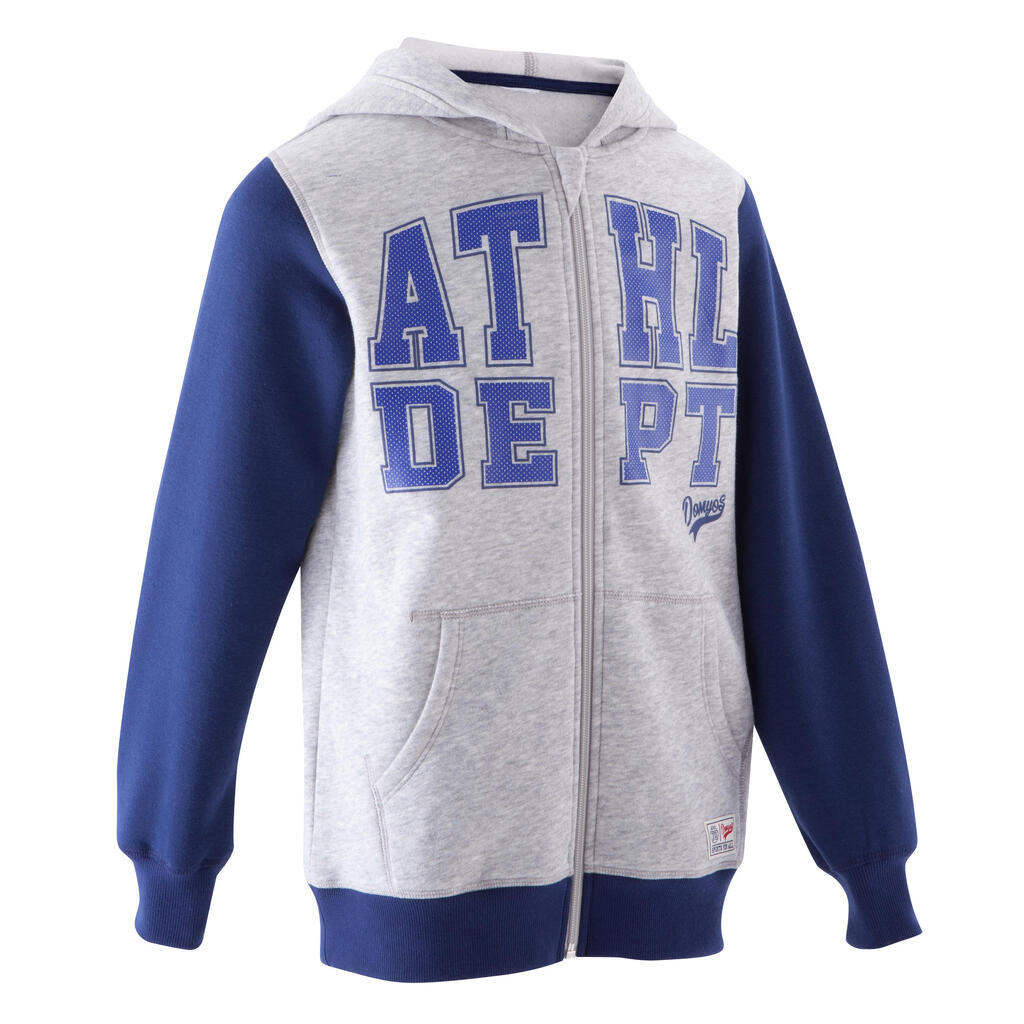 Boy's hooded gym jacket - grey/blue