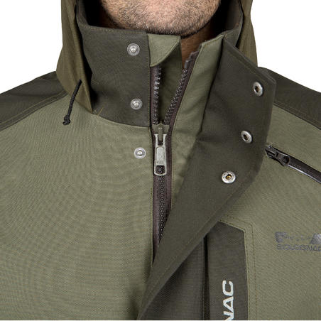 VESTE TRAQUE CHASSE SUPERTRACK 300 IMPERMEABLE VERT