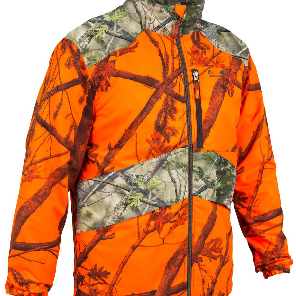 Chasuble orange fluorescent compactable, léger et silencieux.