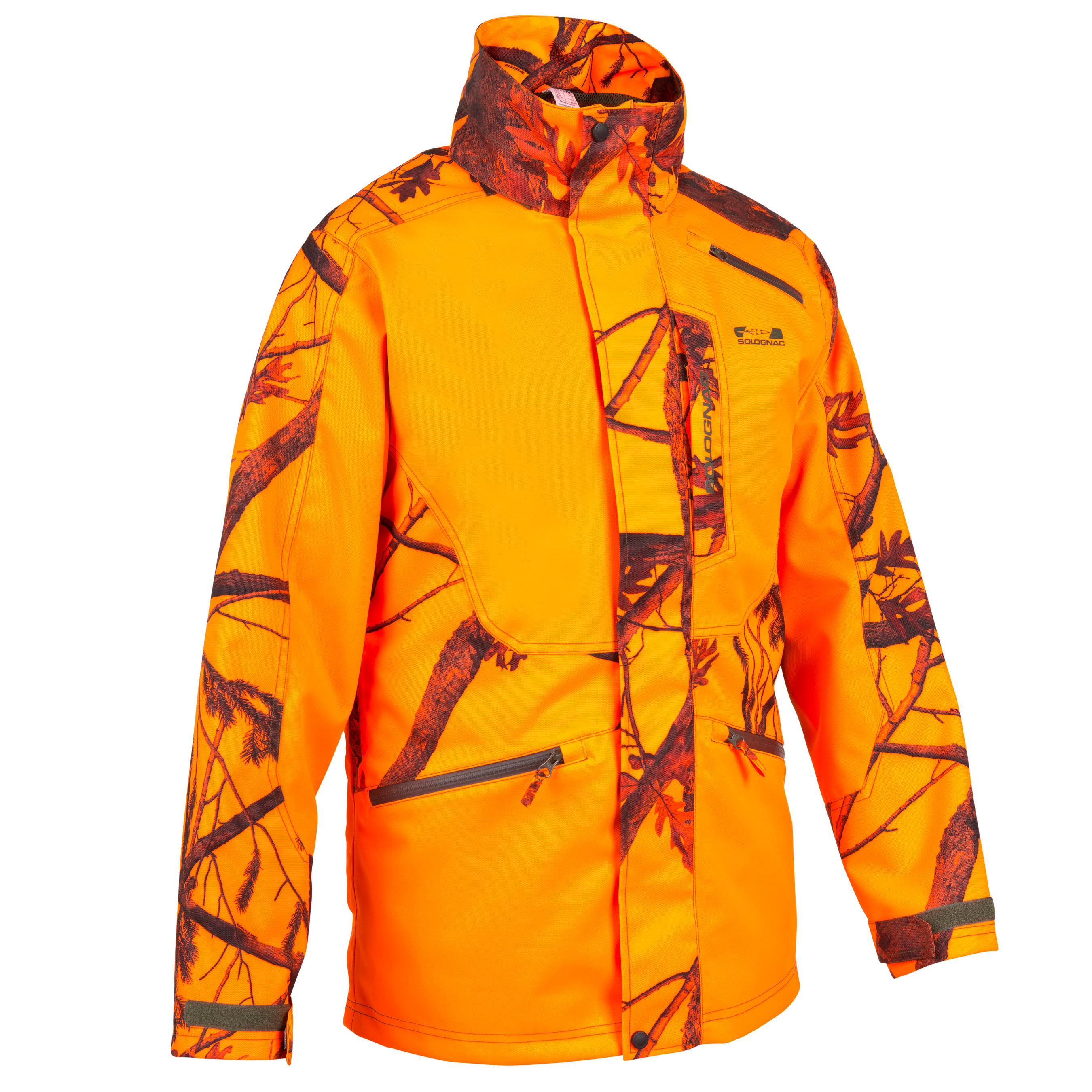 Chaqueta Caza Solognac Supertrack 500 Impermeable Antidesgarros Naranja