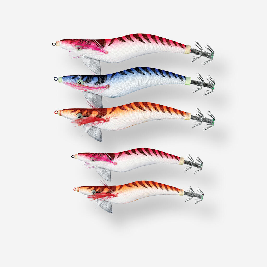 Cuttlefish/squid sea fishing pack of 5 EGI weighted jigs