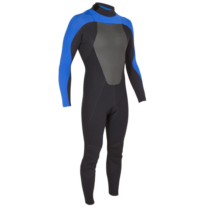 500 Men's 4/3 mm Neoprene Surfing Wetsuit Blue Decathlon