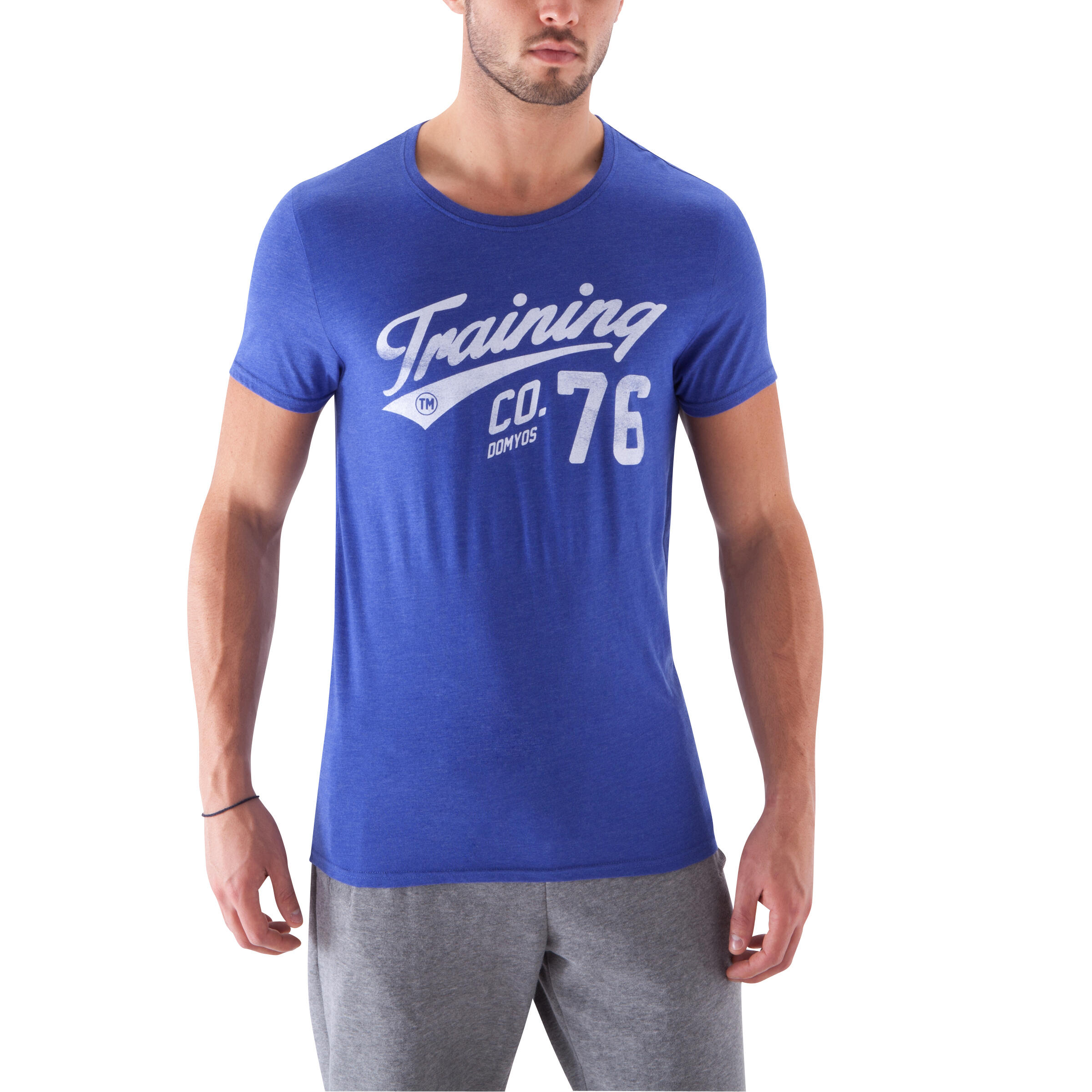Camiseta estampado musculación hombre azul jazz 3/10