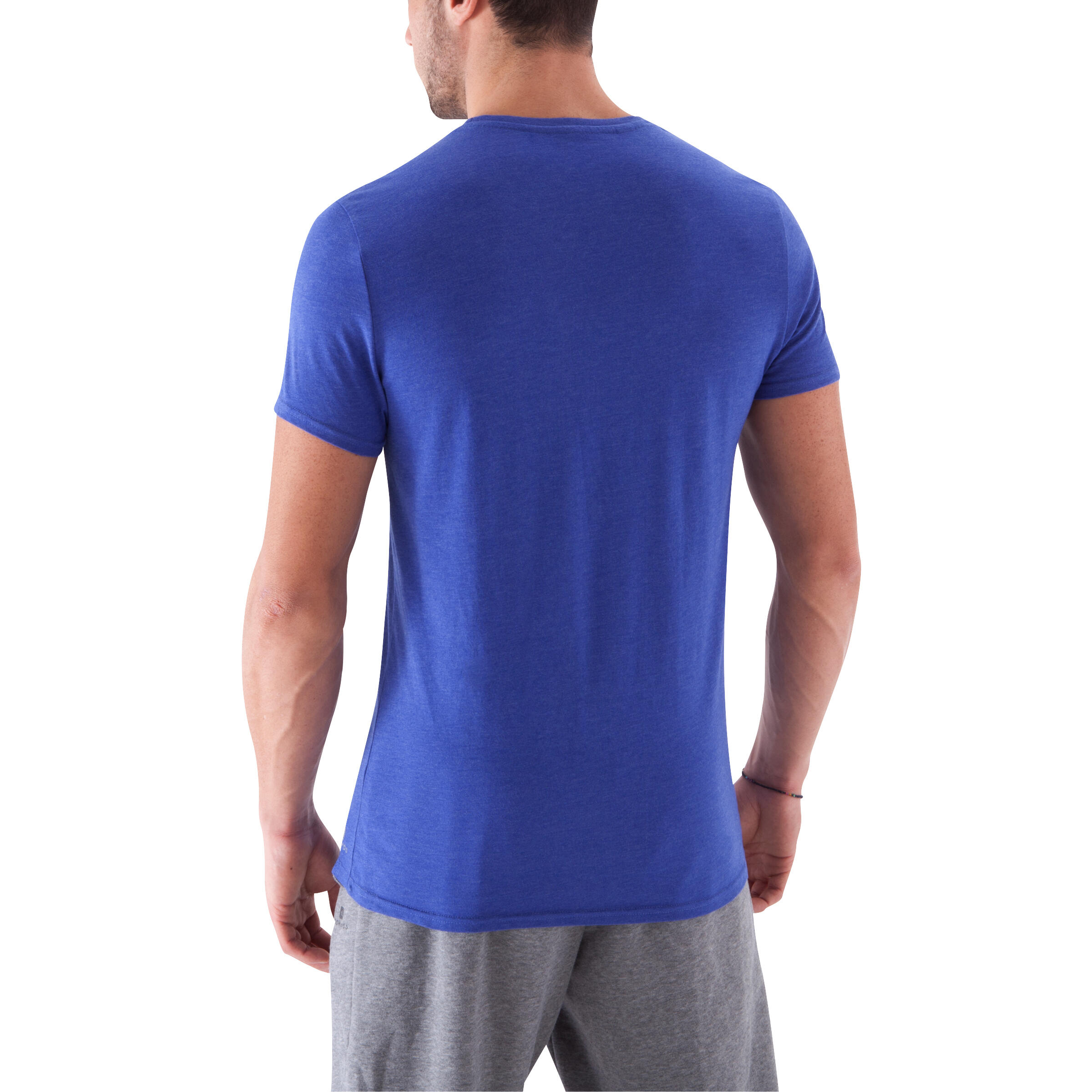 Camiseta estampado musculación hombre azul jazz 6/10