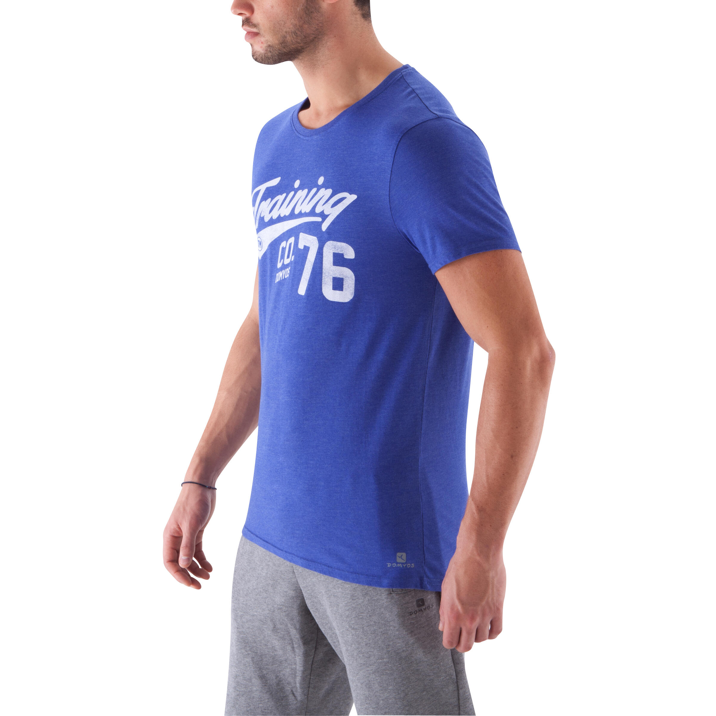 Camiseta estampado musculación hombre azul jazz 5/10
