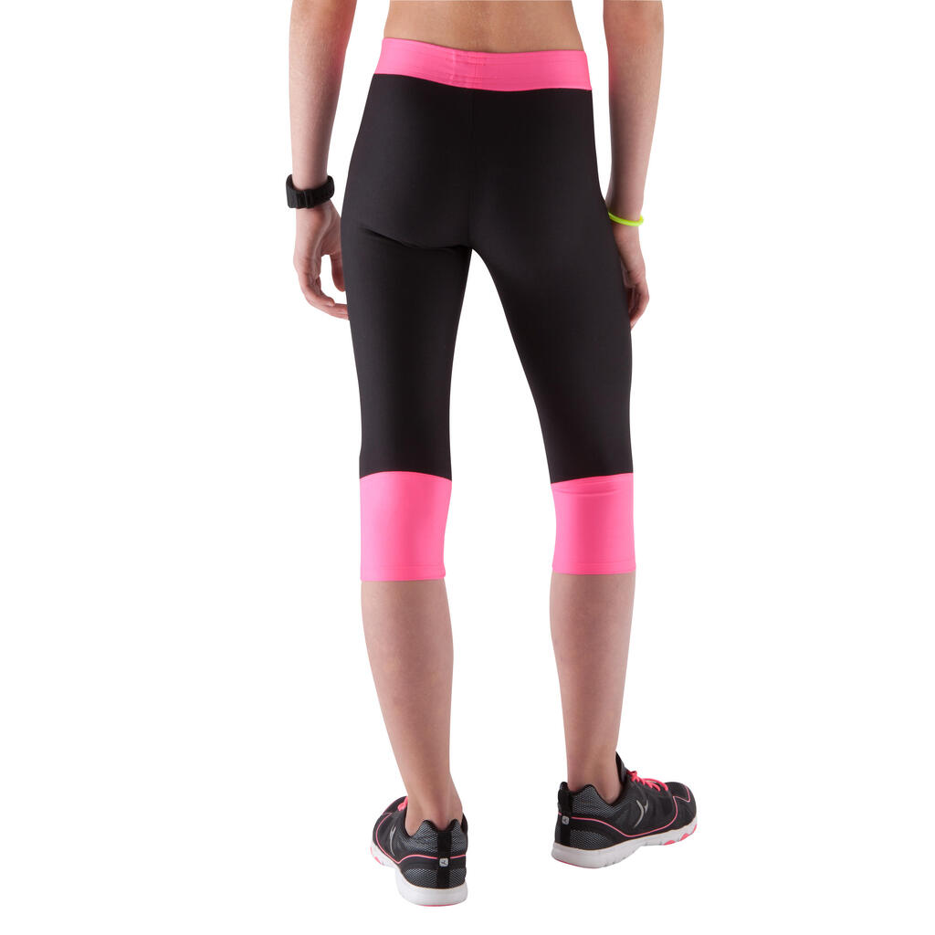 Leggings-3/4 Kinder schwarz rosa