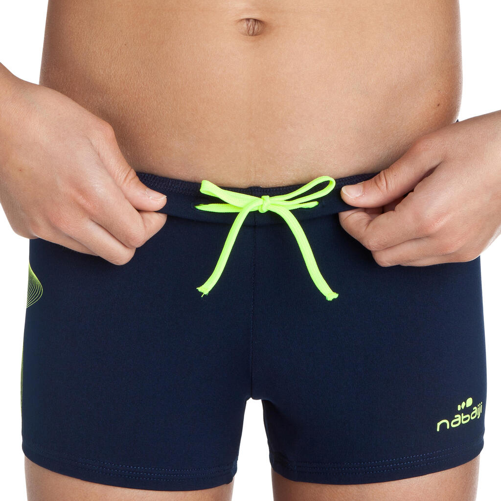 500 FIT BOY'S BOXER SWIM SHORTS - ALL TAG GREEN BLUE