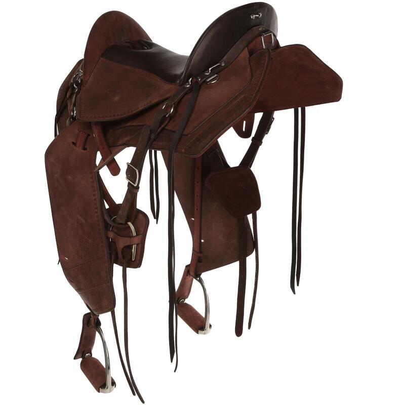 Silla De Montar para travesía equitación Fouganza Escape caballo marrón