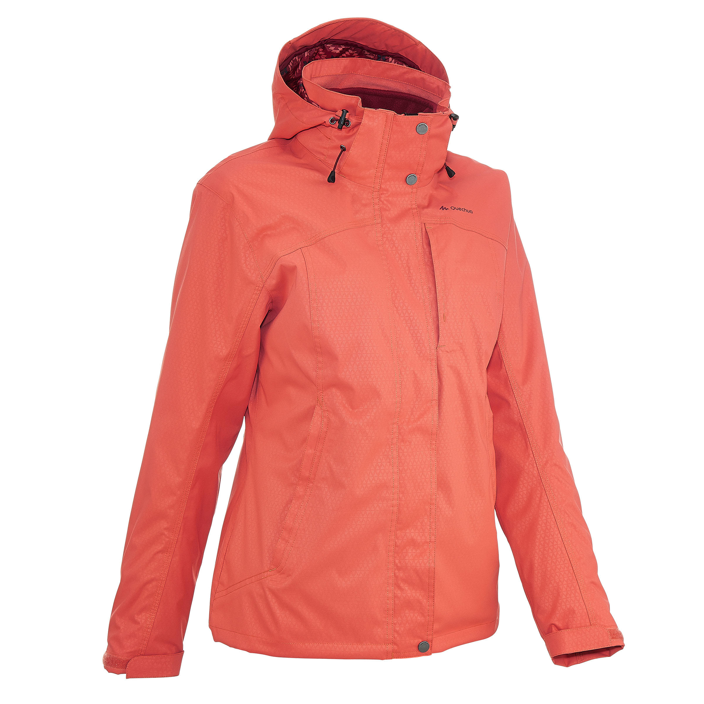 QUECHUA Arpenaz 300 Rain 3-in-1 Women's Hiking Jacket - Orange