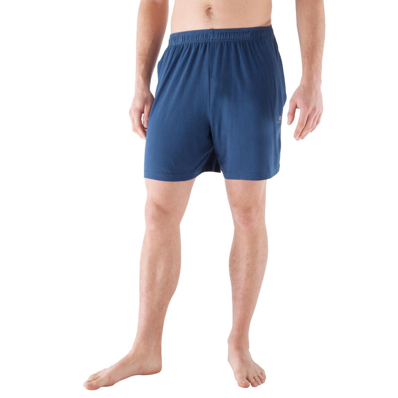 Short basic gym douce, yoga, pilates, homme, bleu