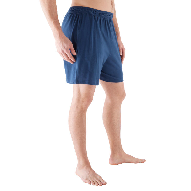 Short basic gym douce, yoga, pilates, homme, bleu