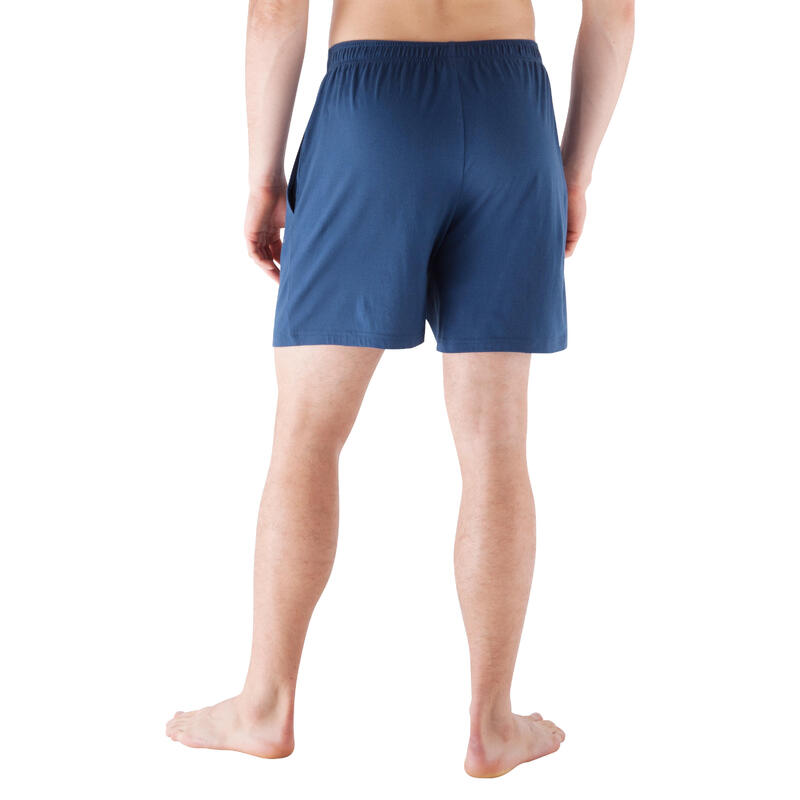 Short basic gym douce, yoga, pilates, homme, bleu