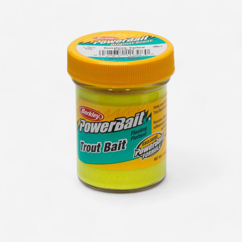 PATE A TRUITE PECHE DE LA TRUITE EN ETANG AUX APPATS POWERBAIT SUNSHINE YELLOW