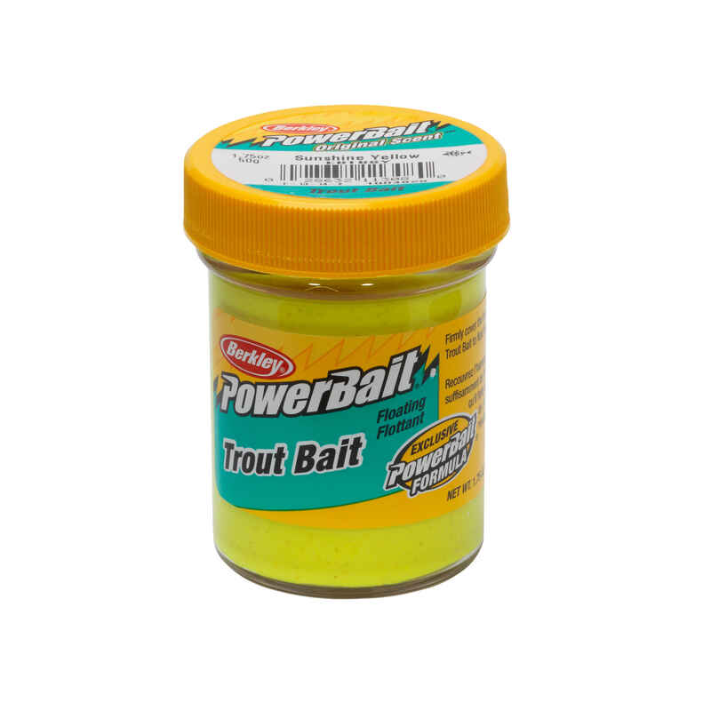 TROUT FISHING PASTE IN PONDS WITH POWERBAIT SUNSHINE YELLOW BAIT - Decathlon