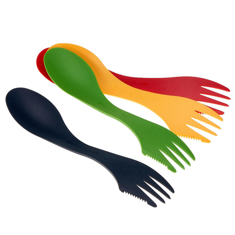 Lot de 4 sporks (tout-en-un : fourchette, cuillère, couteau) trek / randonnée